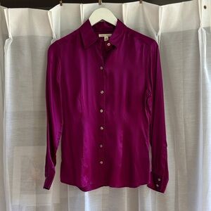 Banana Republic Magenta/Purple 100% Silk Button-Down Shirt